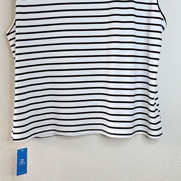 CUPSHE Black White Horizontal Striped Sleeveless Tank Top size L Shoulder Pads - Picture 6 of 14